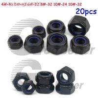 20pcs Black Zinc Nylon Lock Nuts UNC 4 -40 5 -40 6 -32 8 -32 10 -24 10 -32 Non-slip Locking Nut Grade 4.8