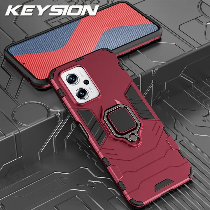 Keysion Shockproof Armor Case For Xiaomi Poco X4 Gt 5g Ring Stand Phone Back Cover For Redmi 6142