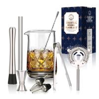 10 Pcs Crystal Cocktail Mixing Glass Set 750ml Cocktail Glass Shaker,Bartender Kit for Home Party - Makes a Great Gift