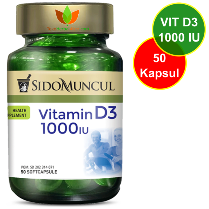 VITAMIN D3 1000 IU SIDOMUNCUL 50 KAPSUL SOFTCAPSULE, VIT D3 1000IU SIDO