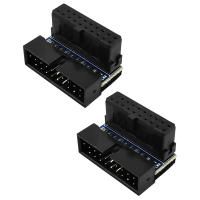 2 Pcs USB 3.0 20 Pin Male to Female L Turn 90 Degree Right Angle Power Adapter Board for Motherboard