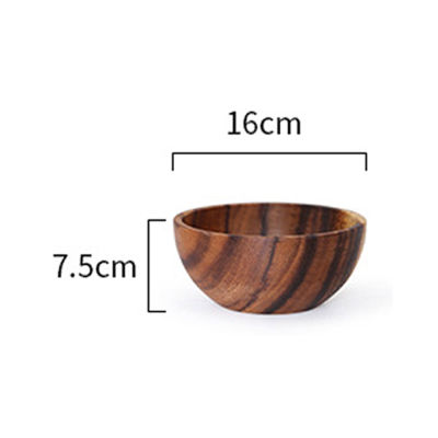 Acacia wooden bowl Japanese style wooden tableware household and basin fruit plate salad bowl whole wooden soup bowl wooden bowl