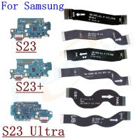 บอร์ดชาร์จ USB ดั้งเดิมสําหรับ Samsung Galaxy S23 Plus Ultra S911 S916 S918 เมนบอร์ดหลักขั้วต่อพอร์ตแท่นเชื่อมต่อสาย LCD Flex