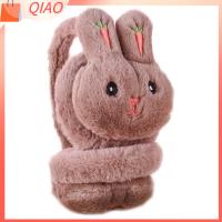 QIAO Women Winter Lovely Cartoon Cotton Plush Embroidered Carrot Comfortable Ear Protection Ear Warmers Rabbit Warm Earmuffs