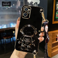 AnDyH Long Lanyard Casing For OPPO Reno7 5G Phone Case OPPO Realme 9i A96 K10 A36 A76 4G Cute Astronaut Desk Holder Case