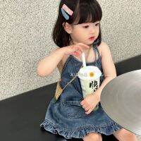 CUTE BABY?พร้อมส่ง?ชุดเดรสยีนส์เด็กผู้หญิง  ชุดกระโปรงสายเดี่ยว (846)