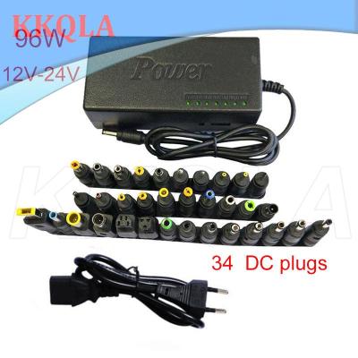 QKKQLA 96W 12V 24V Adjustable power supply Charger 34 connector head Universal battery Adapter For Laptops