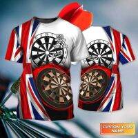 New FashionHOT ธงอังกฤษ Dartboart Dart ผู้เล่นส่วนบุคคลชื่อ 3D เสื้อยืดขนาด: S-5XL 2023