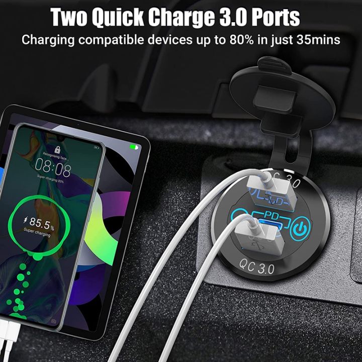 qc-3-0-pd3-0-triple-usb-car-charger-12v-24v-60w-usb-c-multiple-fast-charger-with-switch-for-boat-truck-rv-motorcycle