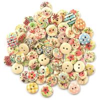 LiveCity 100 Pcs Mixed Multicolor 2 Holes Wood Sewing Buttons Scrapbooking