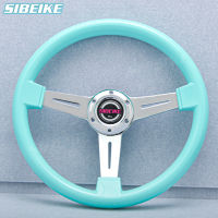 SIBEIKE 14นิ้วรถ ABS พวงมาลัย Chrome Spoke Mint สีเขียว Sim Racing กีฬาพวงมาลัย JDM รถอุปกรณ์เสริม