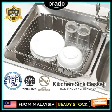 1pc Stainless Steel Kitchen Basket & Dish Rack With Drainage, Expandable  Sink Shelf Suitable For Rectangular Sink; 1pc Expandable Above-sink Dish  Drainer, Kitchen Drainage Basket, Dish Drying Rack