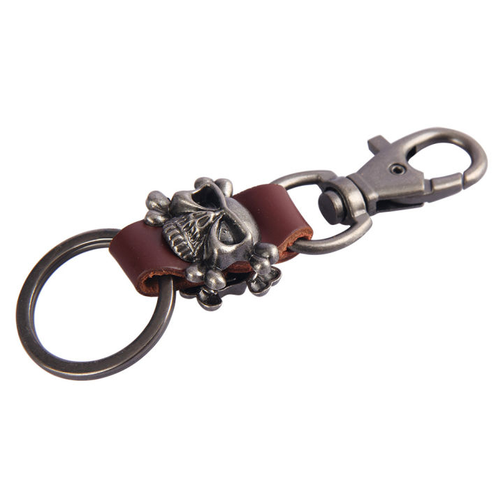สายสร้อยขนาดสั้นฮิปฮอปสไตล์พังก์พวงกุญแจผีน้อยอัลลอยสำหรับผู้ชายพวงกุญแจหนัง-zongsheng