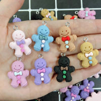 10ชิ้น Kawaii มินิขนมปังขิง Homem Comida Resina Encantos Para Brinco Chaveiro Jóias Fazer Diy Acessórios Imitação Biscoito Pingentes