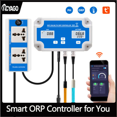 RCYAGO Tuya APP Wifi ออนไลน์ PH ORP ควบคุมสระว่ายน้ำ ORP ควบคุม + เปลี่ยน P Robe,PH ORP เมตรสำหรับสระว่ายน้ำ,บ่อปลา,พิพิธภัณฑ์สัตว์น้ำ,น้ำเสีย + เครื่องวัดn