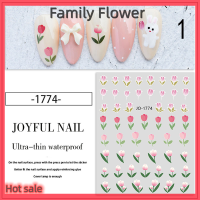 Family Flower Flash Sale สติกเกอร์เล็บดอกทิวลิปสติกเกอร์ติดเล็บกลีบดอกไม้ใบเล็กกันน้ำติดด้านหลัง