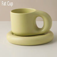 320ML Nordic Ceramic Mug Fat Handle Coffee Cup and Saucer Set High Temperature Heat Insulation Water Self Stirring Drinkware Hot