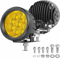 NIWAKER POWERSPORTS Round LED Pods Amber, Niwaker 2PCS 54W 3 Inch Round Fog Light Pod LED Off Road Lights Yellow LED Driving Lights Round LED Pod Lights Flood Light Bar LED Work Lights for Truck Pickup ATV UTV Motorcycle