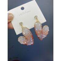 [COD]High-End Crystal Peach Heart Earrings Ins Heavy Imported Gradient Color Little Red Book Fashion Korean Version