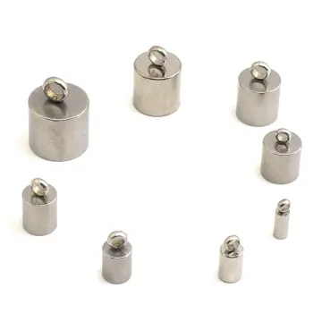 Cord end caps with rope barrier end plugs with hooks 2.5 cm silver