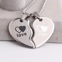 Lovers wave Double hearts LOVE YOU 316L Stainless Steel pendant necklaces for men women wholesale