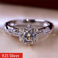 ประณีต0.8กะรัตแหวนเพชรสีขาวของผู้หญิงเงินแท้925เจ้าสาวหมั้นเครื่องประดับแต่งงานสำหรับแฟนสาวและภรรยาแหวนขนาด6-11