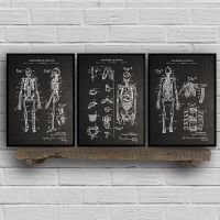 Anatomy Skeleton สิทธิบัตร Vintage โปสเตอร์และพิมพ์ Medical Wall Art พิมพ์ภาพวาดผ้าใบสำหรับห้องนั่งเล่น Home Decor