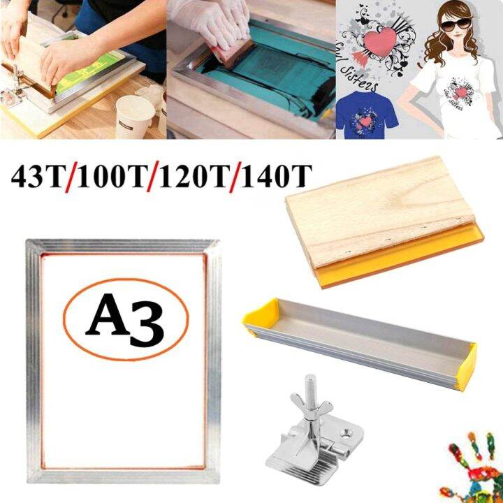 A3 Screen Printing Kit Aluminum Frame Stretched With 120M/350M Mesh