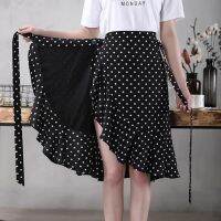 【CC】✜卐  Dot Skirt Womens Wrap Waist One-Piece Irregular Ruffled Lace-Up