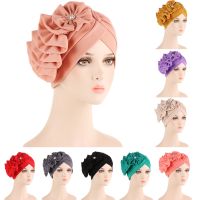 【CW】 2022 Flowers Ruffle Muslim Turban Scarf Inner Hijab Caps Wrap Musulman Turbante Mujer