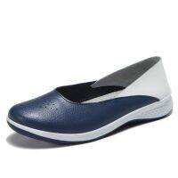 Breathable Genuine Leather Womens Single Shoes Slip-on Shallow mouth Nurse shoe