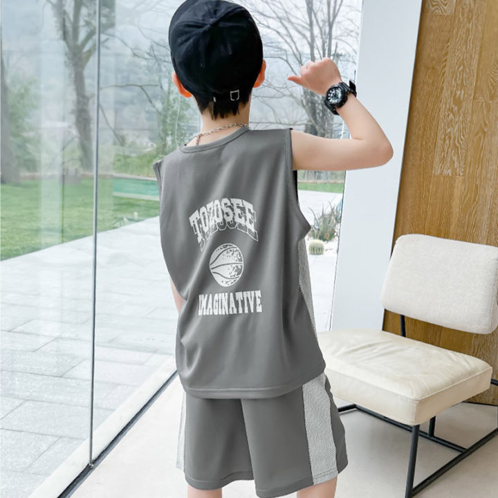 amila-ชุดสองชิ้นแบบบางสำหรับเด็กผู้ชาย-เสื้อกั๊กแห้งเร็วระบายอากาศได้ดีสำหรับชุดกีฬาขนาดกลางและขนาดใหญ่