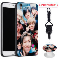 BTS เคสโทรศัพท์สำหรับ5.5 OPPO F1 Plus F1 +/X9009ซิลิคอนนุ่มกรณีที่มีรูปแบบเดียวกันแหวนและเชือก