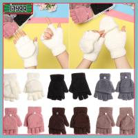 JAYQQ Winter Dual-use Thick Knitting Mittens Half Finger Gloves Coral Velvet Kids Gloves