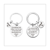 2Pcs Mother Day Keychain,Fathers Day Gifts From Daughter Keychain-As My Mom and Best Friend,Love Always