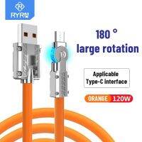 Rhra ซิลิโคนเหลวสายชาร์จเร็วพิเศษชนิด C 6A 180 ° หมุนได้สำหรับโทรศัพท์ข้อมูล