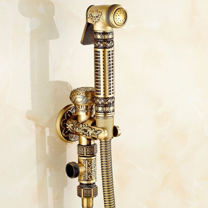 Antique Bathroom Brass Bidet Faucet Sprayer Ass Toilet Water Tap Wall Toilet Seat Hygienic 8872