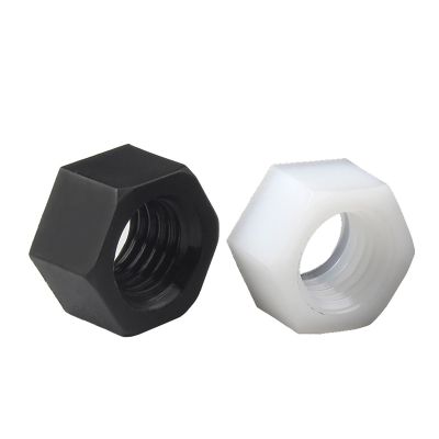 Black / White Nylon Plastic Hex Nut M2M2.5M3M4M5M6M8M10-M20