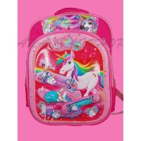 yiguann กระเป๋านักเรียน หน้าโฟม3D หน้านูน  ลายการ์ตูน Unicorn Frozen Cartoon Student Bag School Bag Kid 书包学生书包 卡通 #1531