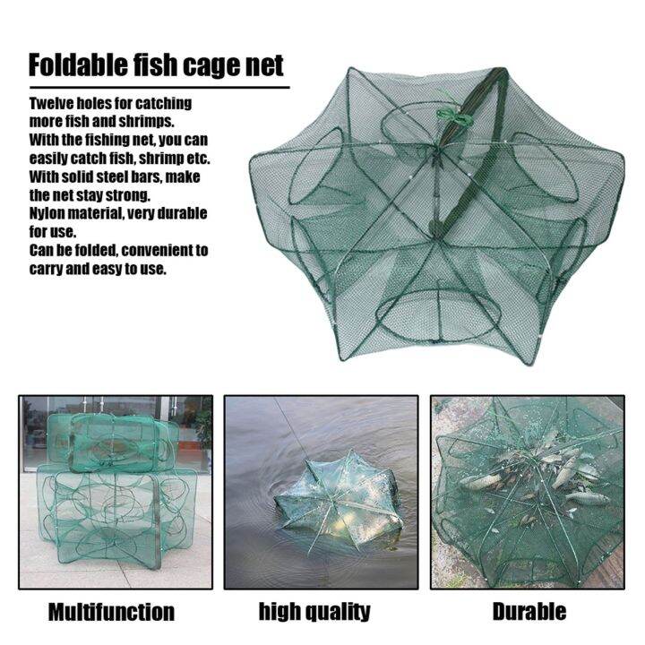 6/12 Doors Foldable Fish Cage Nets Fishing Gear,Lobster Nets,Shrimp And ...