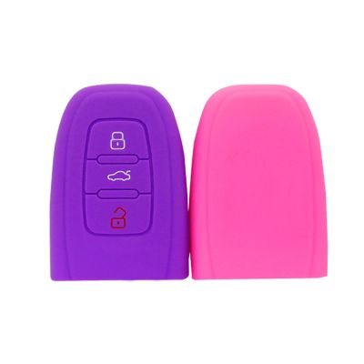 dfthrghd Pusakieyy 10Pcs/Lot Replacement Silicone Rubber Car Key Cover Case For Audi A6L Q5 A8L A3 A5 A7 A4L 3 Buttons Smart Remote Auto
