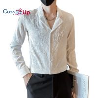 Cozy Up สังคมสไตล์เสื้อแขนยาวผู้ชาย Jacquard สูทคอสีทึบ