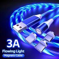 [HOT N] สายไมโคร USB แม่เหล็ก3A ชนิด C เรืองแสงไฟ LED สำหรับ Iphone หลากสีไหลสายชาร์จเร็วชาร์จโทรศัพท์มือถือส่องสว่าง