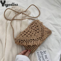 Bohemian Women Straw Beach Bag Ladies Wicker Woven Handmade Shoulder Messenger Bags Summer Travel Shopping Totes Tassel Bags