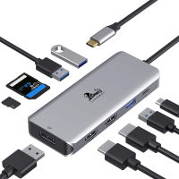 LIONWEI USB C Hub 9-in-1 Type C Adapter to Dual Monitor, Triple Display Docking Station with Dual 4K HDMI, DP, 1 USB 3.0, 2 USB 2.0, USB-C PD Charging, SD/TF Card Reader for Macbook Pro and Other USB-C Laptop