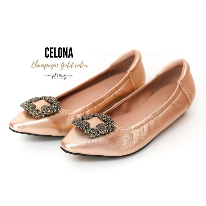 รองเท้าหนังแกะ-รุ่น-celona-champagne-gold-color-สีแชมเปญโกลด์