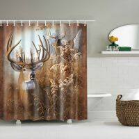 Deer Fabric Bath Shower Curtain Rustic Bathroom Hunting Cabin Home Decor