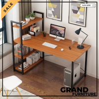 Grand Furniture โต๊ะทำงาน โต๊ะคอม โต๊ะวางคอมพิวเตอร์ หลายชั้น พร้อมชั้นวางหนังสือ120x45x110 computer desk with shelf โต๊ะเขียนหนังสือ ทำจากโครงเหล็ก โต๊ะไม้