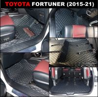 พรมปูพื้นรถยนต์6D TOYOTA FORTUNER ปี2015-21 สีดำด้ายฟ้า เข้ารูป เต็มคัน 7ชิ้น