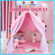 Lều công chúa cho bé gái mẫu S7 cỡ lớn - Màu xanh , màu hồng vải dù